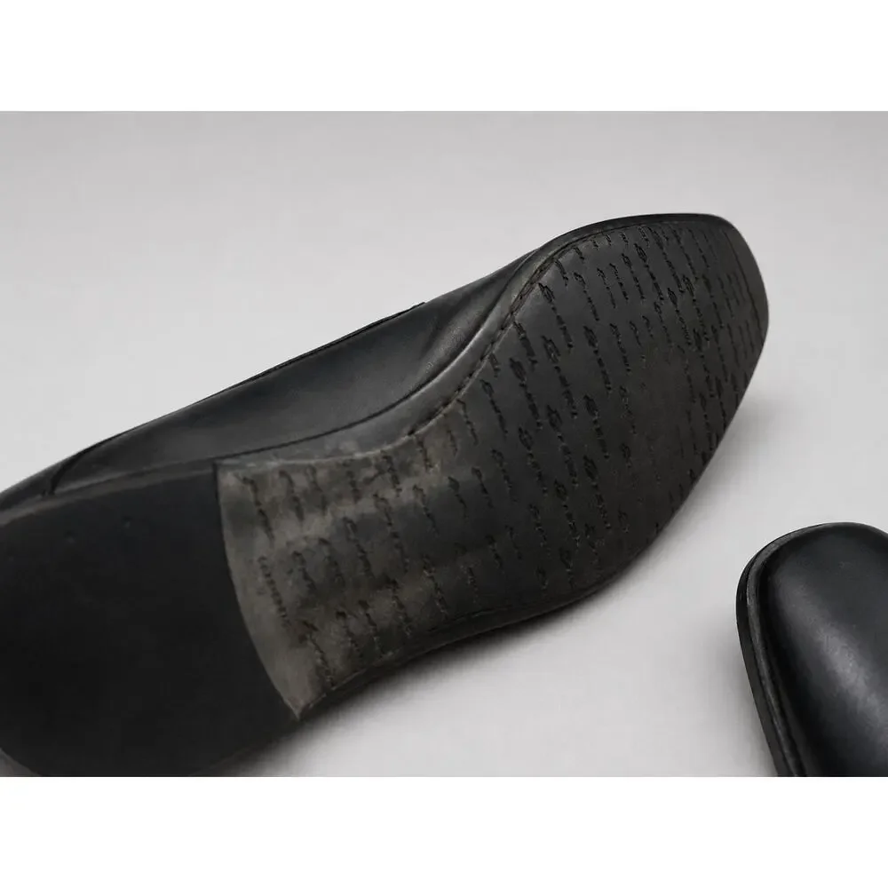 Santoni Black Leather Cap Toe Oxford Dress Shoes Italy SIZE 9.5 D